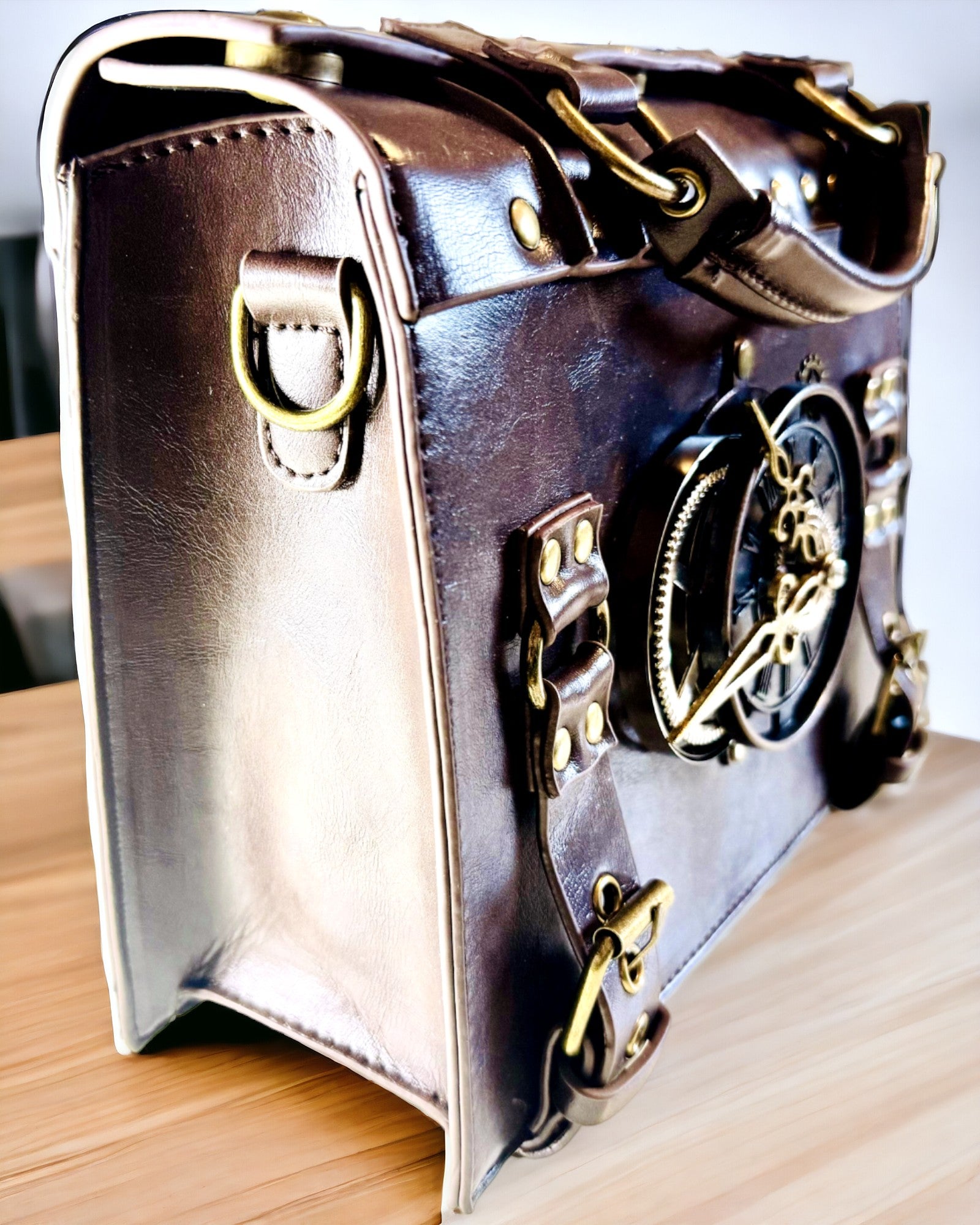Τσάντα Crossbody με Μοτίβο Ρολογιού Vintage - Πολυχρηστική Τσάντα Satchel με Υφή Δέρματος PU