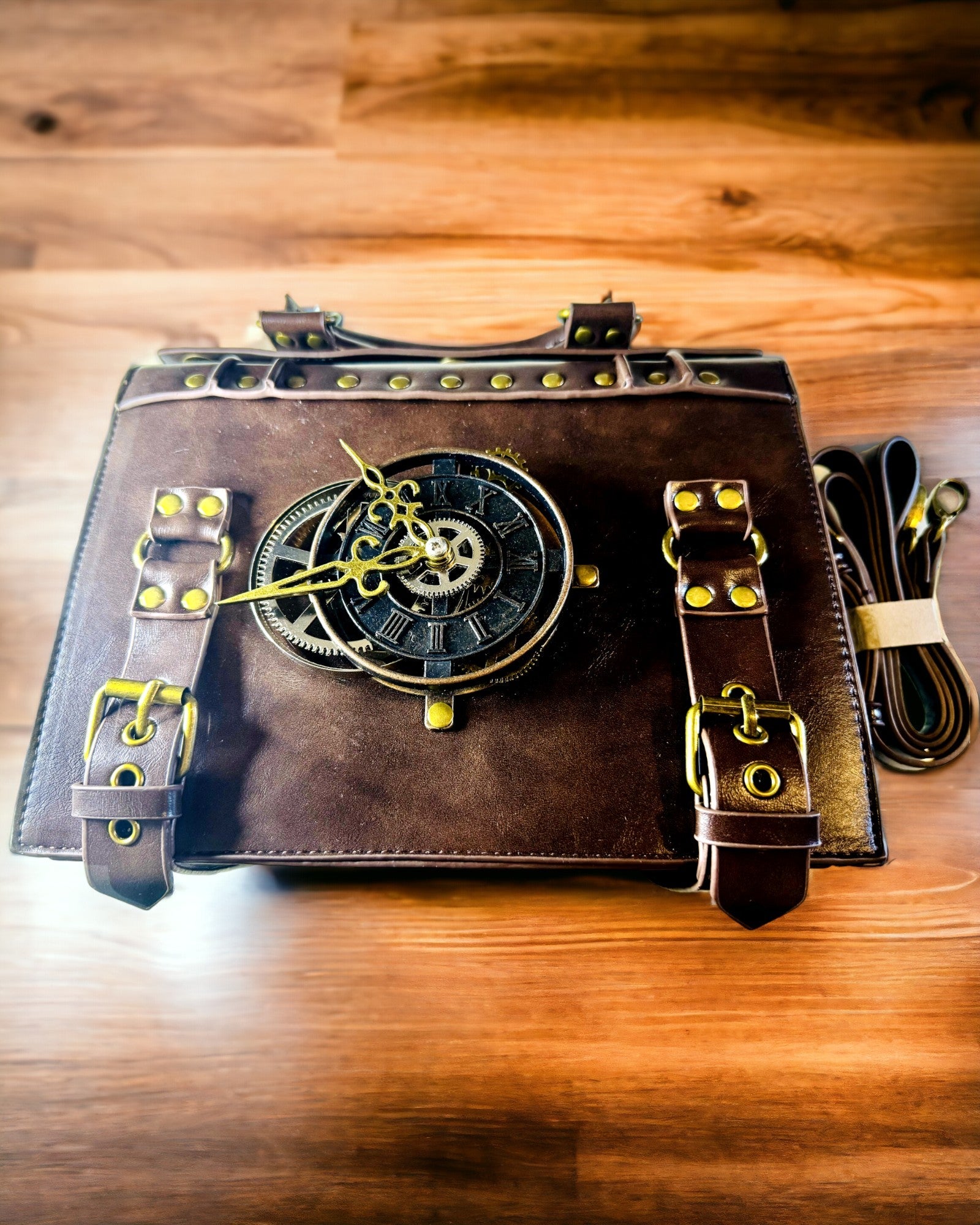 Τσάντα Crossbody με Μοτίβο Ρολογιού Vintage - Πολυχρηστική Τσάντα Satchel με Υφή Δέρματος PU