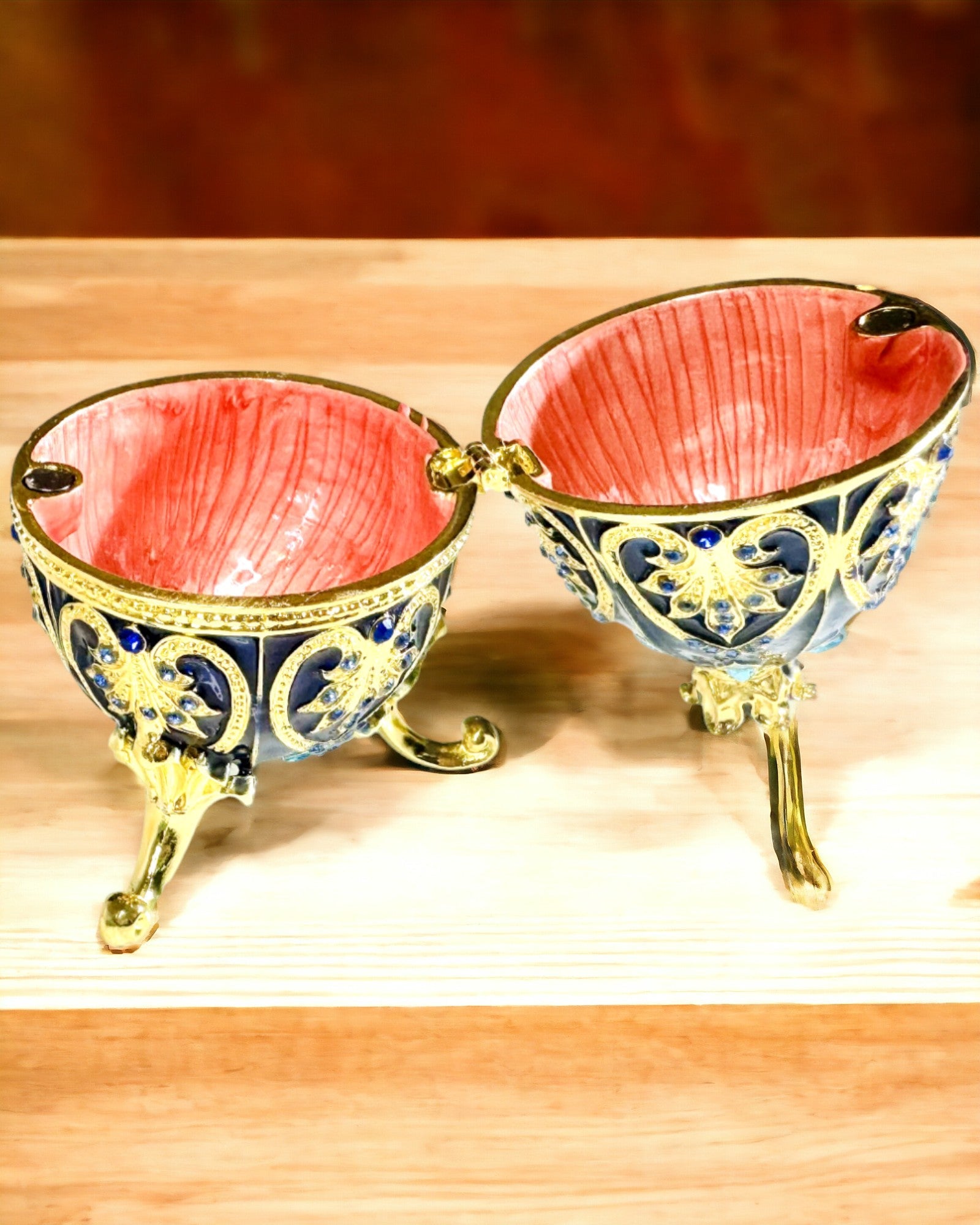 Αποκλειστικό Αυγό Faberge - σκούρο μπλε χρώμα – Διακοσμητικό Κουτί Κοσμημάτων από Σμάλτο