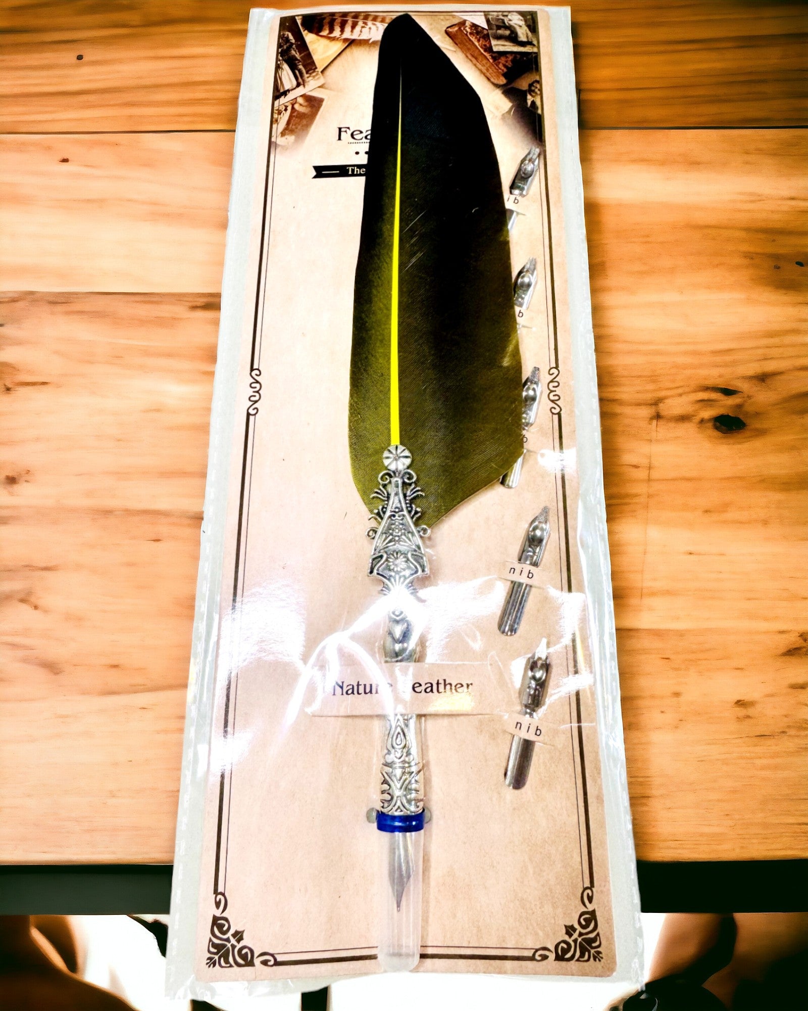 Στυλό Καλλιγραφίας Vintage με Φυσικό Φτερό Χήνας – Ιδανικό Δώρο για τη Γιορτή της Μητέρας ή του Δασκάλου. Χάραξη