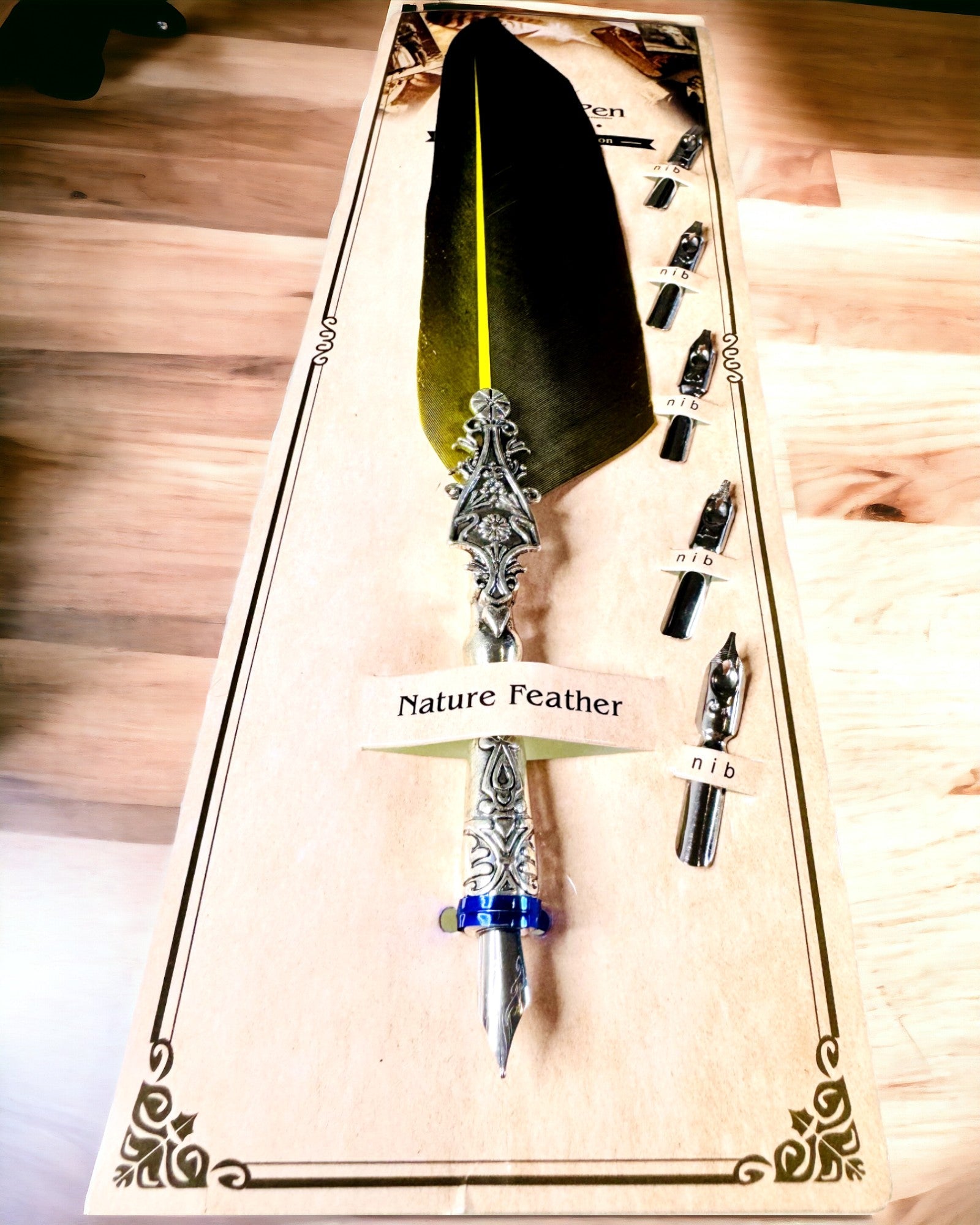 Στυλό Καλλιγραφίας Vintage με Φυσικό Φτερό Χήνας – Ιδανικό Δώρο για τη Γιορτή της Μητέρας ή του Δασκάλου. Χάραξη