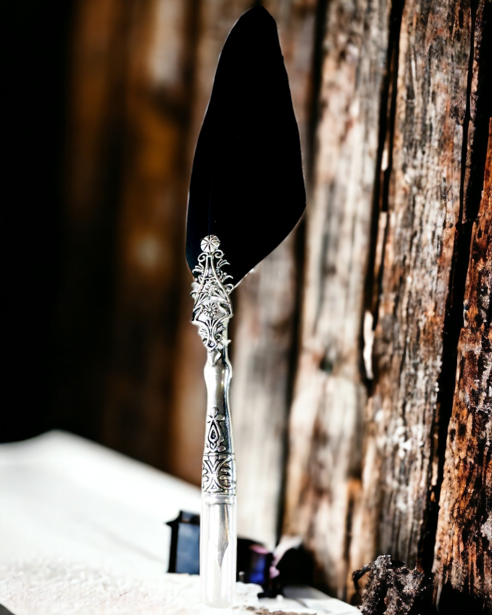 Στυλό Καλλιγραφίας Vintage με Φυσικό Φτερό Χήνας – Ιδανικό Δώρο για τη Γιορτή της Μητέρας ή του Δασκάλου. Χάραξη