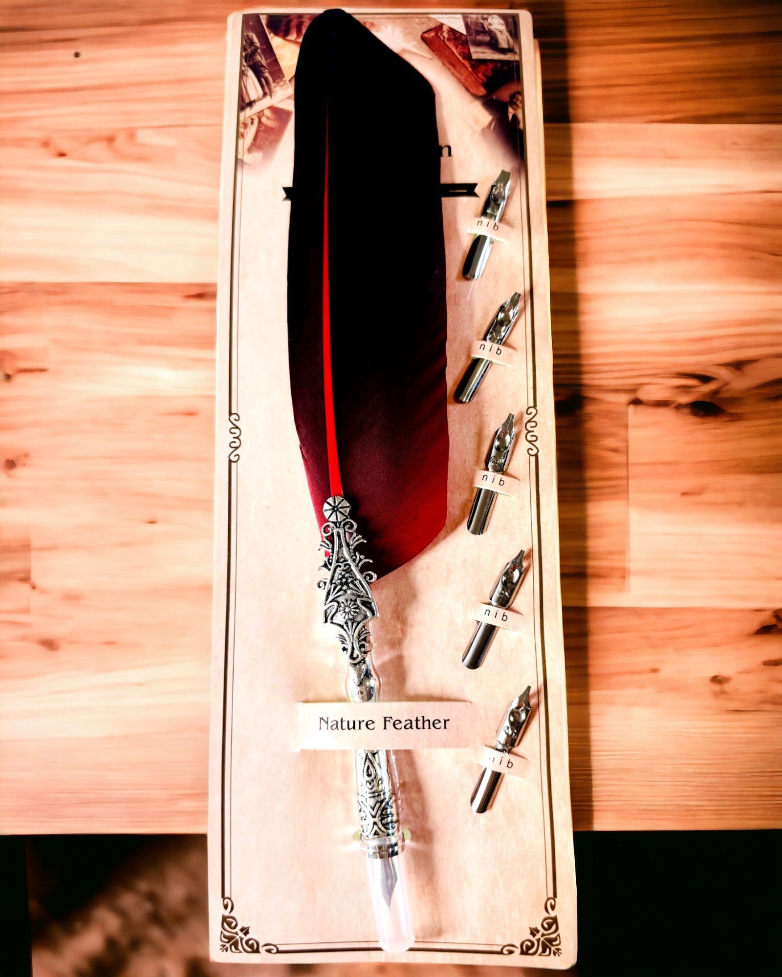 Στυλό Καλλιγραφίας Vintage με Φυσικό Φτερό Χήνας – Ιδανικό Δώρο για τη Γιορτή της Μητέρας ή του Δασκάλου. Χάραξη