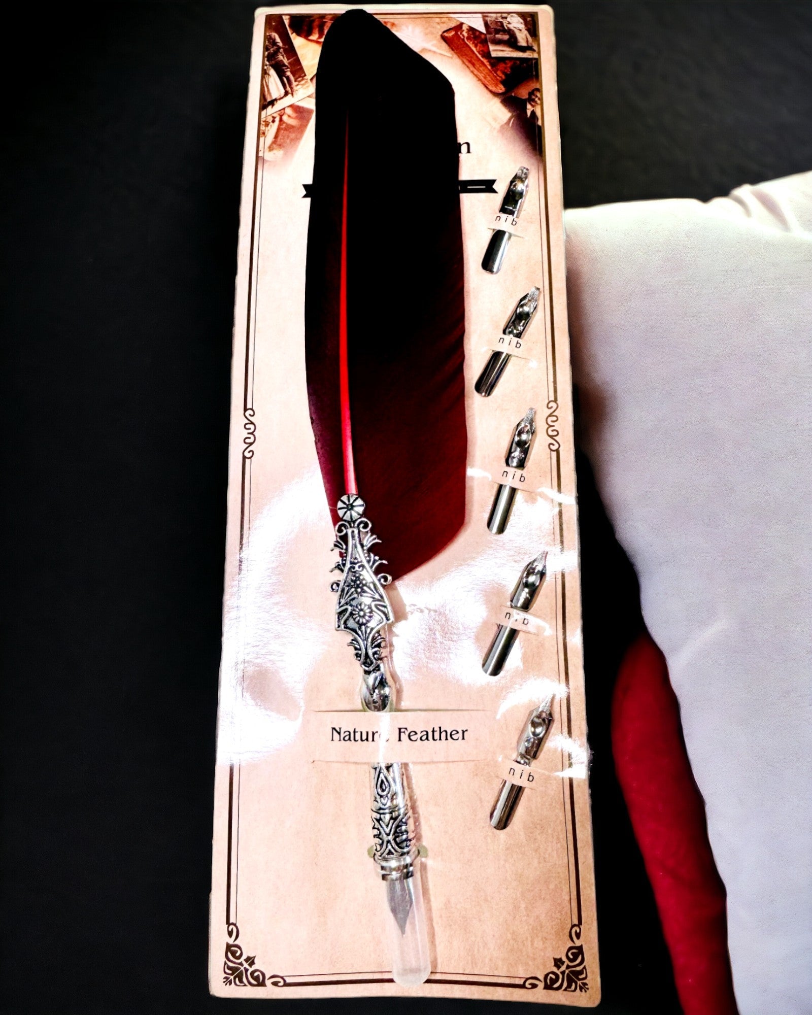 Στυλό Καλλιγραφίας Vintage με Φυσικό Φτερό Χήνας – Ιδανικό Δώρο για τη Γιορτή της Μητέρας ή του Δασκάλου. Χάραξη