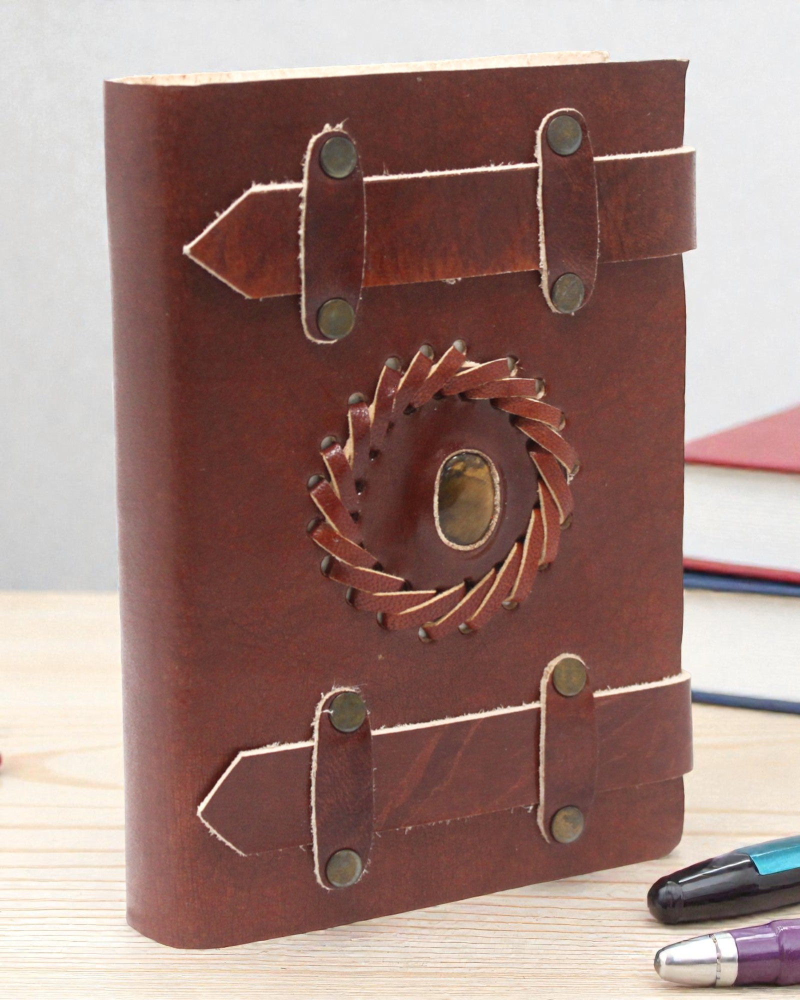 Solaris Eye – Δερμάτινο Σημειωματάριο «Μάτι Τίγρης» με Διπλά Λουράκια