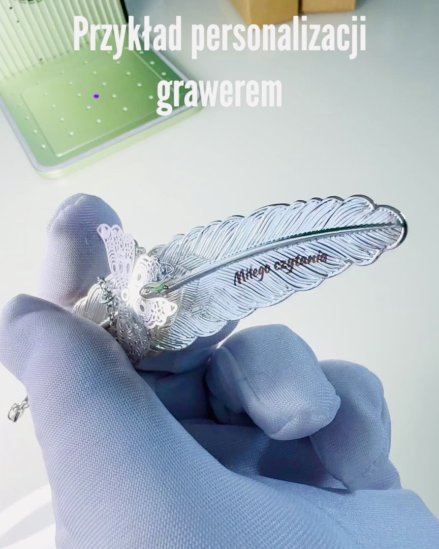 Δημιουργικός Σελιδοδείκτης Βιβλίου σε Ρετρό Στυλ με Μοτίβο Φτερού και Πεταλούδας – Κομψό Δώρο για τη μαμά, τον δάσκαλο, Προωθητικό, Χρώμα Ασημί/Ροζ