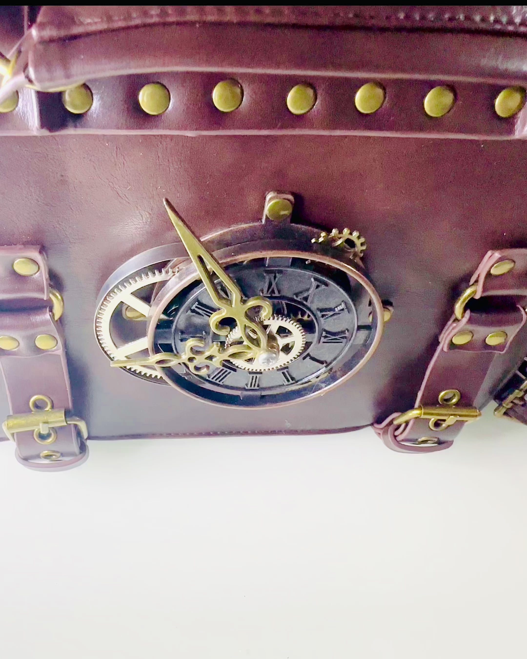 Τσάντα Crossbody με Μοτίβο Ρολογιού Vintage - Πολυχρηστική Τσάντα Satchel με Υφή Δέρματος PU