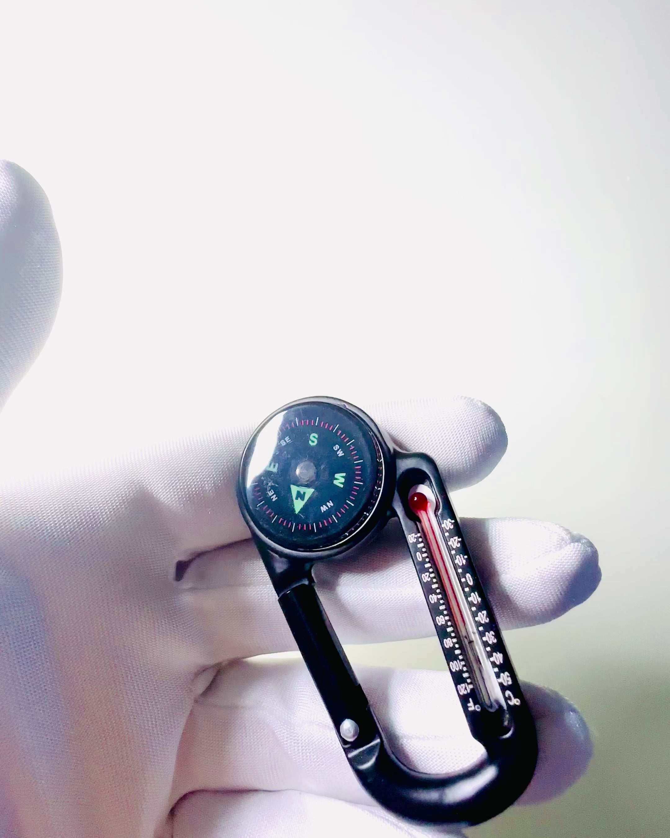 Κομπάς καραμπίνερ με θερμόμετρο, μπρελόκ - δυνατότητα χάραξης