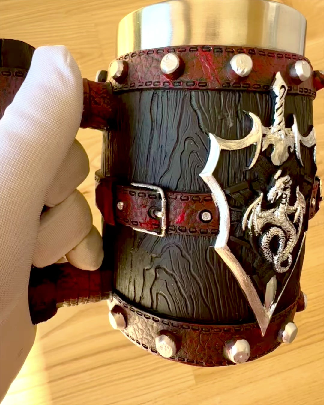 Μαύρη Κούπα του Πολεμιστή Δράκου με Δυνατότητα Χάραξης για δώρο, χωρητικότητα 600 ml