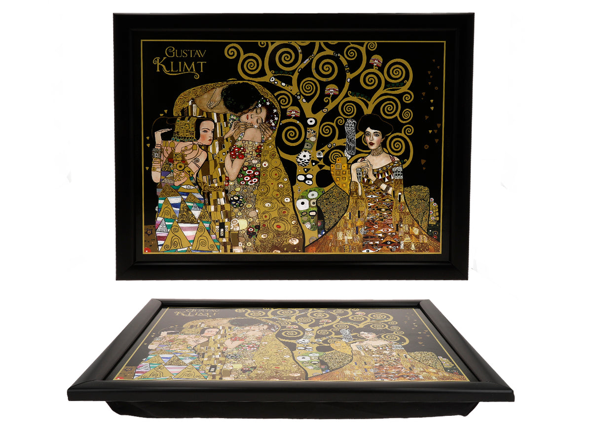 Βάση για laptop G. Klimt, Κολάζ (CARMANI), με δυνατότητα εξατομίκευσης με χάραξη, ιδανική για δώρο, διαστάσεις 30.5x40.5cm, κομψή και άνετη για εργασία στα γόνατα