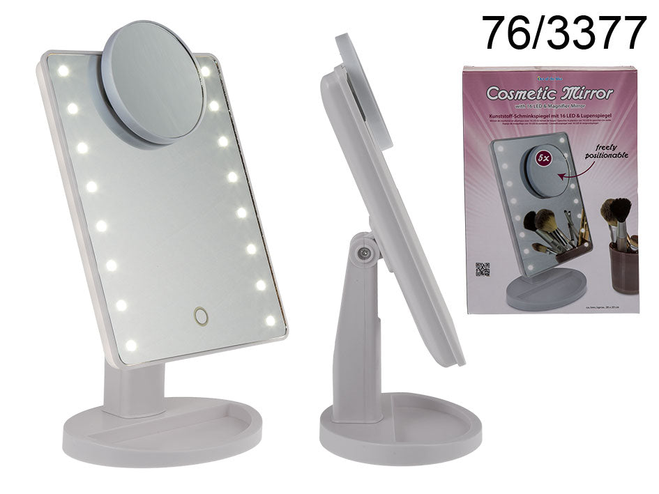Podświetlane lustro kosmetyczne LED z powiększeniem 5x, możliwość personalizacji grawerem