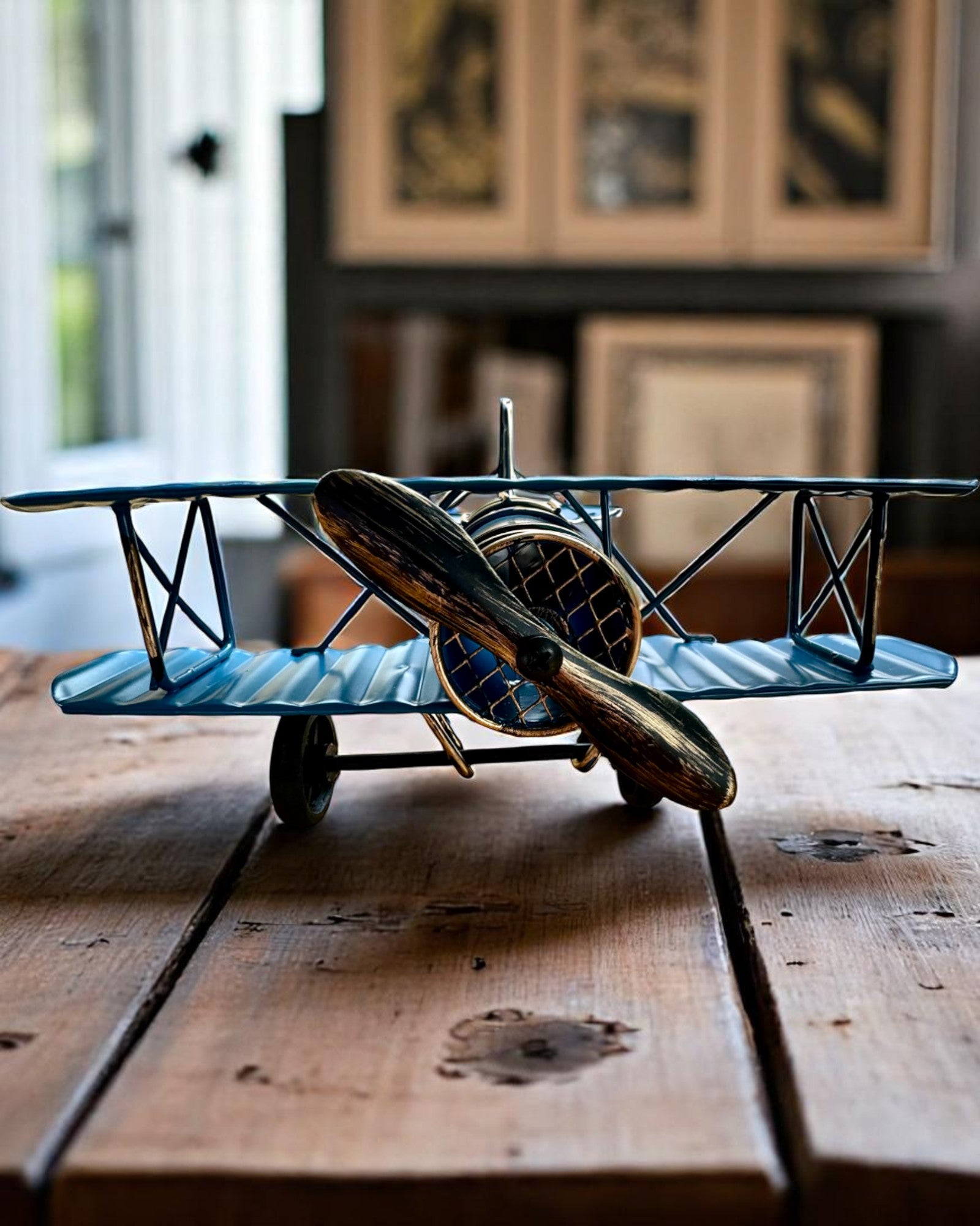 Μεταλλικό μοντέλο αεροπλάνου Blue Baron – ρετρό, για δώρο, με επιλογή χάραξης