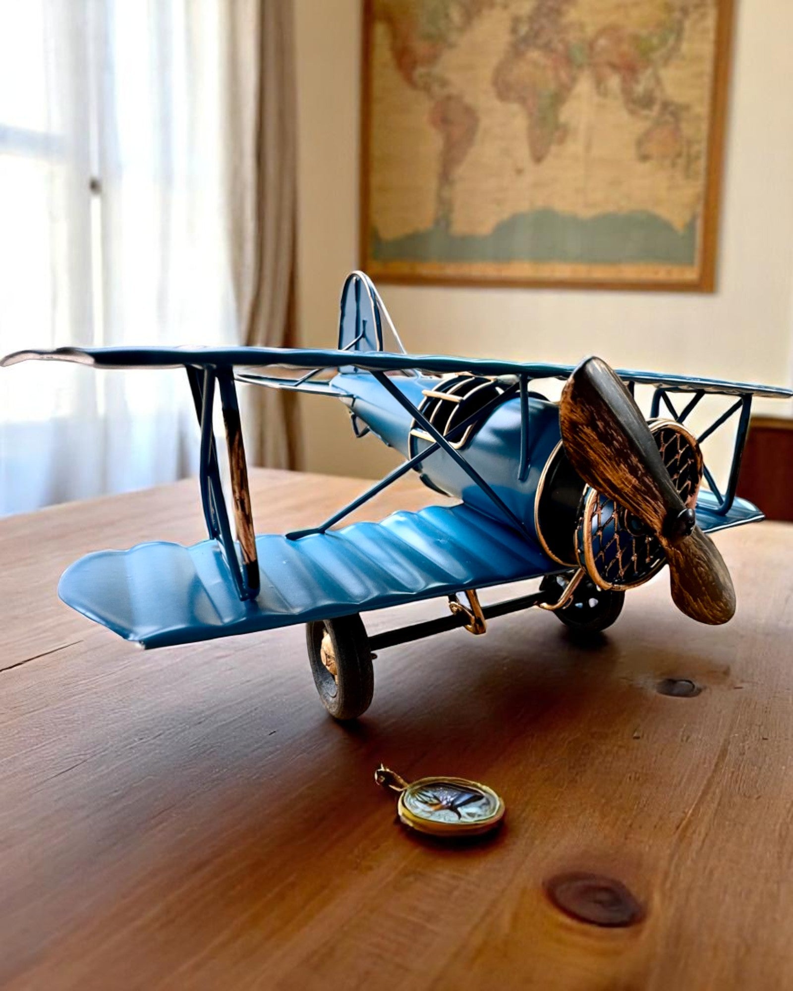 Μεταλλικό μοντέλο αεροπλάνου Blue Baron – ρετρό, για δώρο, με επιλογή χάραξης