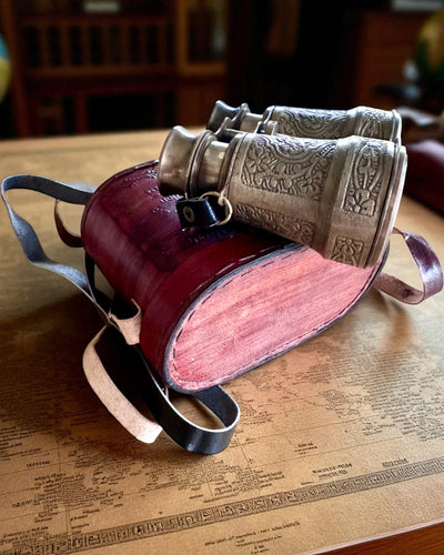 Κιάλια με δερμάτινη θήκη Victorian's Eye, 11 cm Ορειχάλκινα, Χειροποίητα διακοσμημένα, εξατομίκευση με χάραξη για δώρο