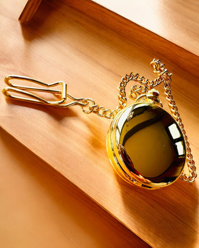 Ρολόι Τσέπης Grand Elegance με Διπλό Καπάκι, Χειροκίνητο, Χρυσό Χρώμα, με Χάραξη για Δώρο