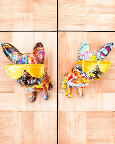 Πολύχρωμο Bulldog με Γυαλιά - Μοναδική Διακόσμηση Εσωτερικού Χώρου, διακοσμητικό αγαλματίδιο για δώρο, εξατομίκευση με χάραξη