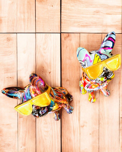 Πολύχρωμο Bulldog με Γυαλιά - Μοναδική Διακόσμηση Εσωτερικού Χώρου, διακοσμητικό αγαλματίδιο για δώρο, εξατομίκευση με χάραξη