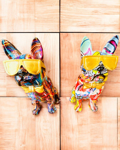 Πολύχρωμο Bulldog με Γυαλιά - Μοναδική Διακόσμηση Εσωτερικού Χώρου, διακοσμητικό αγαλματίδιο για δώρο, εξατομίκευση με χάραξη