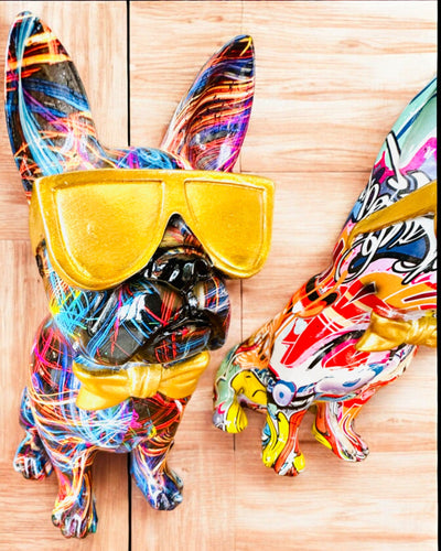 Πολύχρωμο Bulldog με Γυαλιά - Μοναδική Διακόσμηση Εσωτερικού Χώρου, διακοσμητικό αγαλματίδιο για δώρο, εξατομίκευση με χάραξη