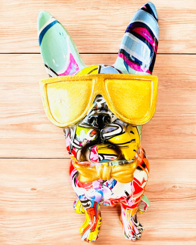 Πολύχρωμο Bulldog με Γυαλιά - Μοναδική Διακόσμηση Εσωτερικού Χώρου, διακοσμητικό αγαλματίδιο για δώρο, εξατομίκευση με χάραξη