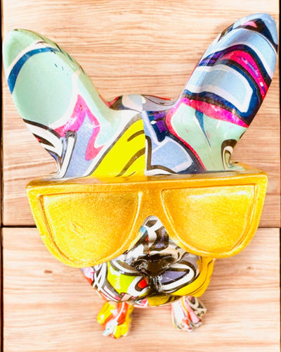 Πολύχρωμο Bulldog με Γυαλιά - Μοναδική Διακόσμηση Εσωτερικού Χώρου, διακοσμητικό αγαλματίδιο για δώρο, εξατομίκευση με χάραξη