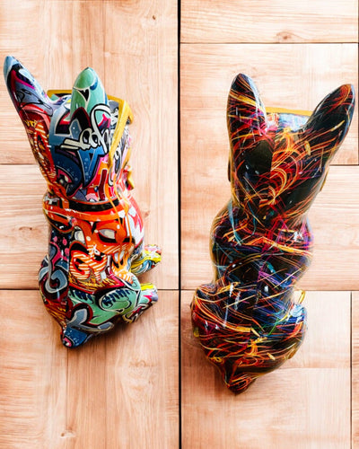 Πολύχρωμο Bulldog με Γυαλιά - Μοναδική Διακόσμηση Εσωτερικού Χώρου, διακοσμητικό αγαλματίδιο για δώρο, εξατομίκευση με χάραξη