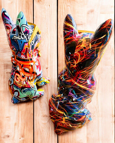 Πολύχρωμο Bulldog με Γυαλιά - Μοναδική Διακόσμηση Εσωτερικού Χώρου, διακοσμητικό αγαλματίδιο για δώρο, εξατομίκευση με χάραξη