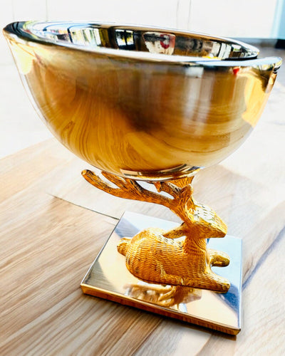 Διακοσμητικό μπολ Τρόπαιο Ελάφια – Χειροτεχνία από την Ινδία, εξατομίκευση με χάραξη