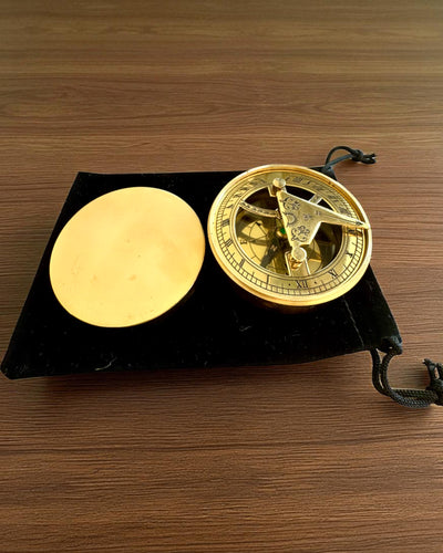 Ηλιακή Πυξίδα Voyager 7cm – ορειχάλκινο ηλιακό ρολόι με πυξίδα, εξατομίκευση με χάραξη για δώρο