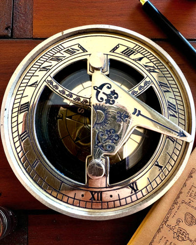 Ηλιακή Πυξίδα Voyager 7cm – ορειχάλκινο ηλιακό ρολόι με πυξίδα, εξατομίκευση με χάραξη για δώρο