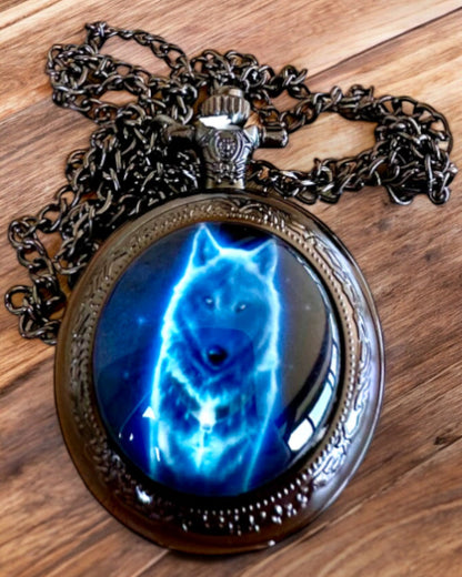 Τσέπης Ρολόι Lunar Wolf – Ρολόι Σεληνιακού Λύκου, δυνατότητα εξατομίκευσης με χάραξη για δώρο