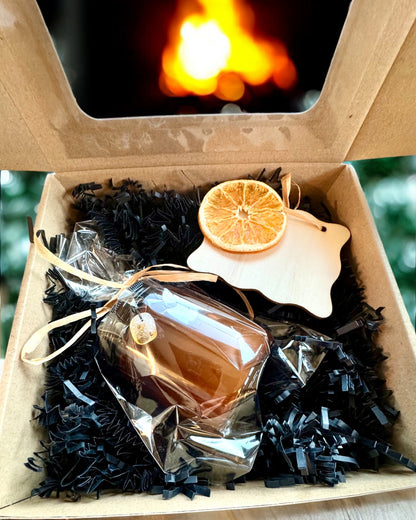 Εντατικό κερί σόγιας 250 ml με φυσική πέτρα – επιλέξτε την ενέργειά σας: Κιτρίνη ή Γρανάτης, εξατομίκευση με χάραξη για δώρο