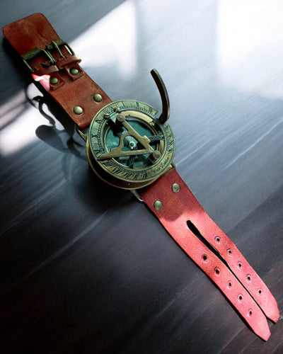 Ηλιακό Ρολόι "Αρχαία Πυξίδα", ρολόι χειρός με πυξίδα, δυνατότητα εξατομίκευσης με χάραξη