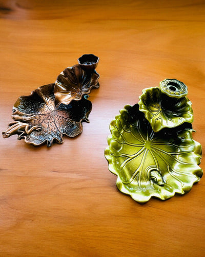 Κομψή Μεταλλική Βάση για Λιβάνι σε Σχήμα Φύλλου Λωτού - 4 επιλογές, δυνατότητα εξατομίκευσης με χάραξη για δώρο