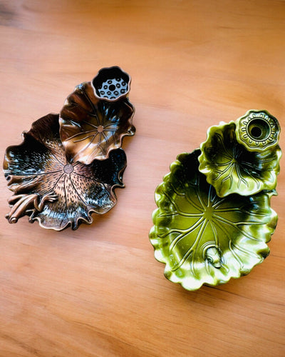 Κομψή Μεταλλική Βάση για Λιβάνι σε Σχήμα Φύλλου Λωτού - 4 επιλογές, δυνατότητα εξατομίκευσης με χάραξη για δώρο