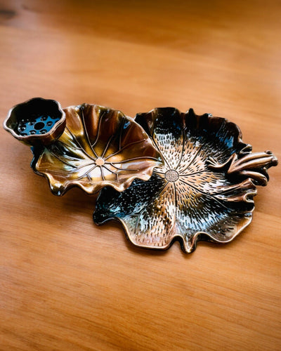 Κομψή Μεταλλική Βάση για Λιβάνι σε Σχήμα Φύλλου Λωτού - 4 επιλογές, δυνατότητα εξατομίκευσης με χάραξη για δώρο