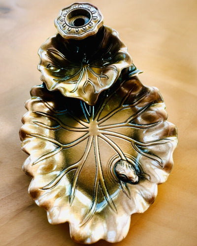 Κομψή Μεταλλική Βάση για Λιβάνι σε Σχήμα Φύλλου Λωτού - 4 επιλογές, δυνατότητα εξατομίκευσης με χάραξη για δώρο