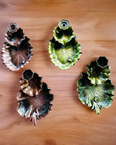 Κομψή Μεταλλική Βάση για Λιβάνι σε Σχήμα Φύλλου Λωτού - 4 επιλογές, δυνατότητα εξατομίκευσης με χάραξη για δώρο