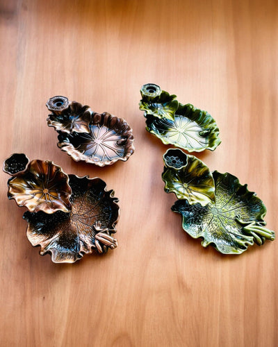 Κομψή Μεταλλική Βάση για Λιβάνι σε Σχήμα Φύλλου Λωτού - 4 επιλογές, δυνατότητα εξατομίκευσης με χάραξη για δώρο