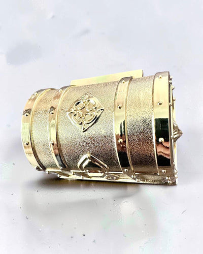 Skrzynia Skarbów Metalowa Retro z Grawerem - złota Kasetka 7x5x5 cm