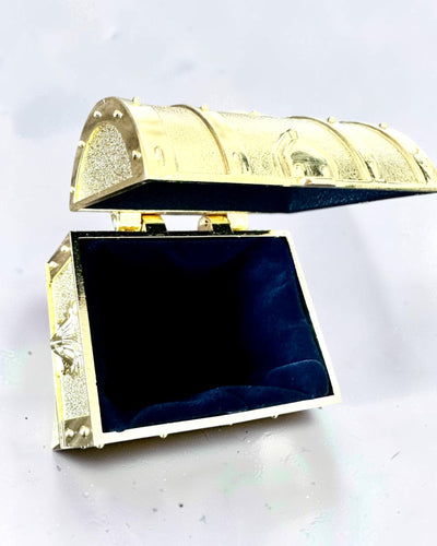 Skrzynia Skarbów Metalowa Retro z Grawerem - złota Kasetka 7x5x5 cm