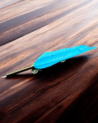 Καλλιγραφική Πένα "Steampunkowa Elegancja" με Φτερό Γαλοπούλας - Χειροποίητο, 5 επιλογές για να διαλέξετε, εξατομίκευση με χάραξη για δώρο