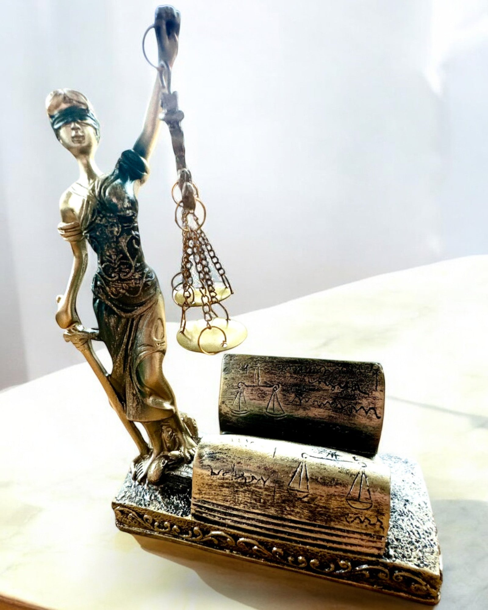 Αγαλματίδιο "Justicia 2" - Θεά της Δικαιοσύνης – Καλλιτεχνική Διακόσμηση για Ράφι, Χειροτεχνία από Ρητίνη, εξατομίκευση με χάραξη