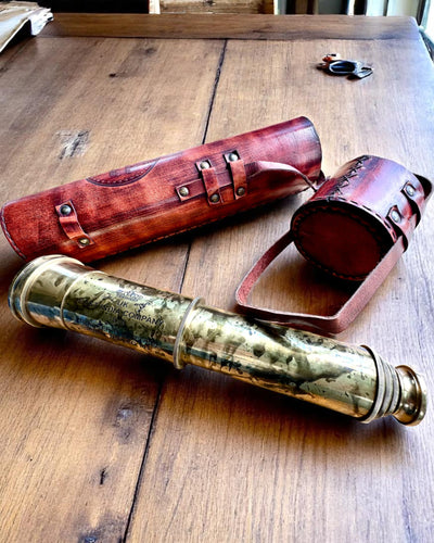 Luneta Królewska „Voyager 1818” – Ekskluzywna, Mosiężna, 83 cm, ręcznie robiona, etui ze Skóry Naturalnej – Edycja Kolekcjonerska, personalizacja grawerem na prezent
