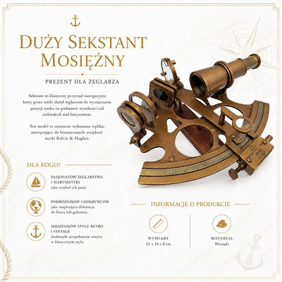 Duży Sekstant Mosiężny – Prezent dla Żeglarza - NSHB