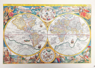 Stara Mapa Świata - Orbis Terrarum reprint - P. Plancius, 1594 r. M1594