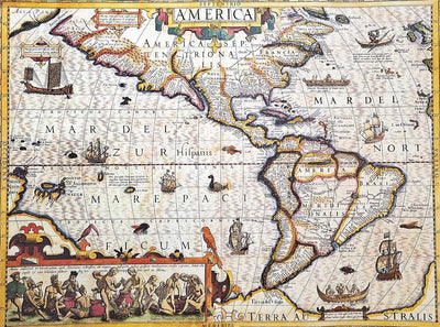 Mapa Ameryki 1628r. - J. Hondius Reprint - M1628