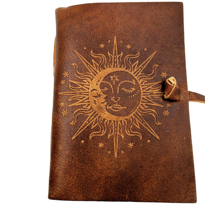 Notes Skórzany Vintage 200 stron - Słońce i Księżyc - Skóra bawola – H038