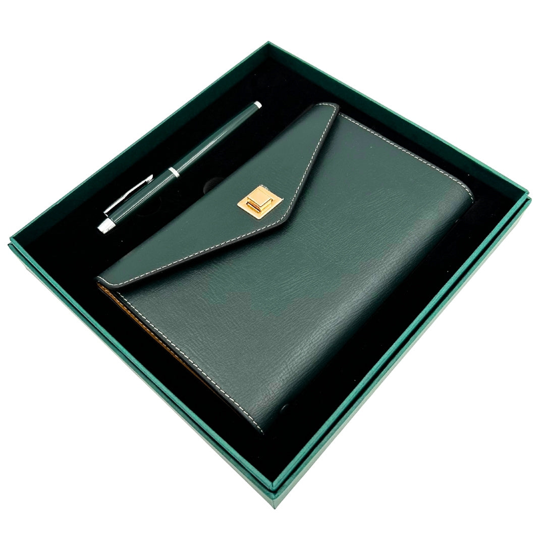 Elegancki Zestaw Upominkowy - Notes Skórzany z Długopisem w Pudełku Prezentowym – Premium – EE8