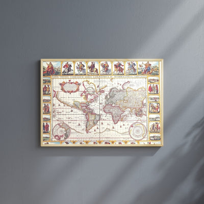 Historyczna Mapa Świata Piscator 1652 r. - wymiary 56 x 45 cm - M1652
